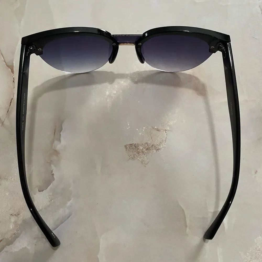 Sunglasses Black Cat Eye Gold geometric detail in middle & corners never worn